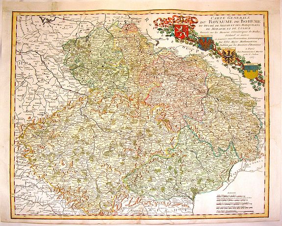 HOMANN HEIRS, Carte Generale du Royaume de Boheme du Duche de Silesie et des Marquisats de Moravie et de Lusace. . ., antique map, old maps