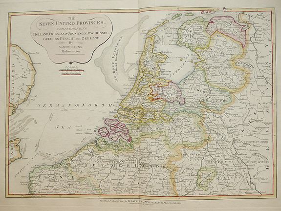 DUNN, Samuel, The Seven United Provinces Comprehending Holland, Friesland, Groningen, Owerissel, Gelders, Utrecht and Zeeland by Samuel Dunn, Mathematician., antique map, old maps