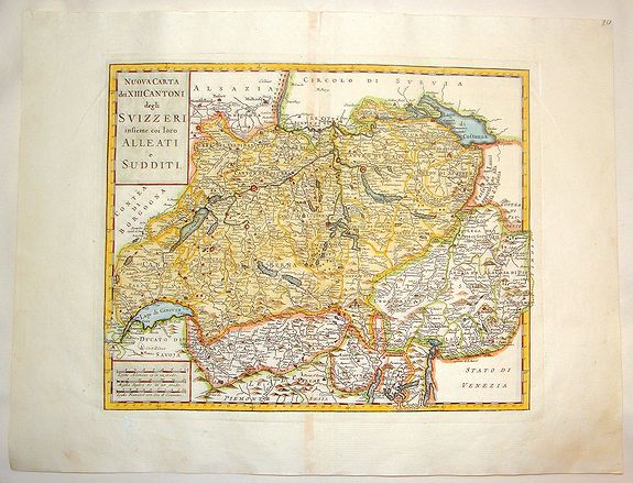 ALBRIZZI, Giovanni Battista, Nuovo Carta dei XIII Cantoni degli Svizzeri insieme coi loro Alleati e Sudditi., antique map, old maps