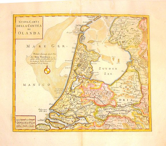 ALBRIZZI, G., Nuova Carta della Contea de Olanda., antique map, old maps