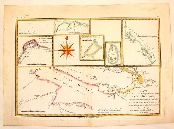 BONNE, R., Carte des Decouvertes du Capital Carteret dans La Nouvelle bretagne., antique map, old maps