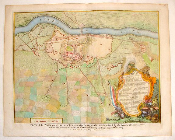 TINDAL / RAPIN, Plan of the Towm & Castle of Lerida., antique map, old maps