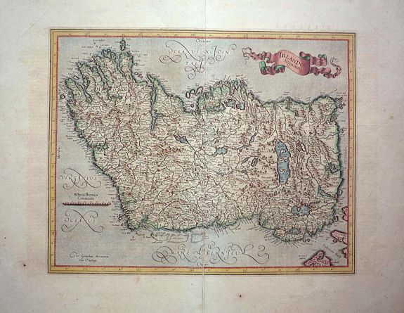 Mercator / Hondius, Irlandiae Regnum., antique map, old maps