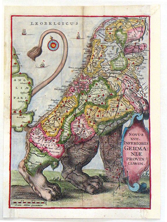 STRADA, F., Novus XVII, Inferioris Germaniae Provenciarum, antique map, old maps