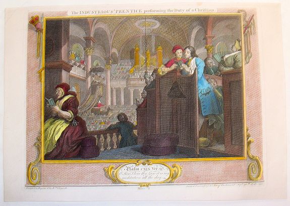 HOGARTH, W., The Industrious Apprentice Performing the Duty of a Christian., antique map, old maps