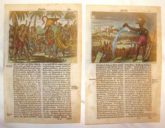 MONTANUS, A., Florida (Two Copper Engravings), antique map, old maps
