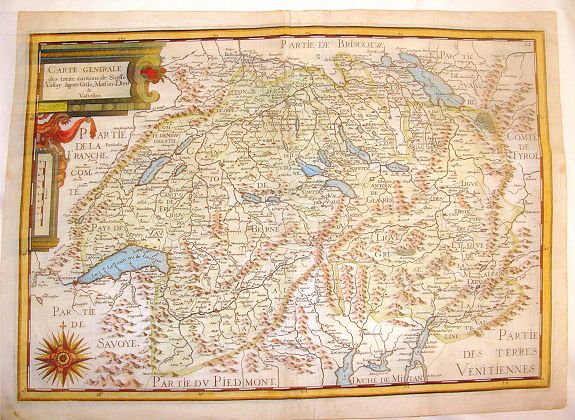 TASSIN, N., Carte Generale des Treze Cantons de Suisse, Vallay, Ligues Grise, Maison-Dieu & Valteline., antique map, old maps