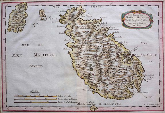 SANSON, N., Les Isles de Malte, Goze, &c..., antique map, old maps