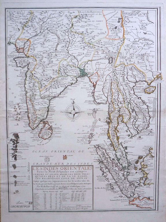 DE FER, N., Les Indes orientales sous le nom desqueles est compris l'empire du Grand Mogol, . ., antique map, old maps