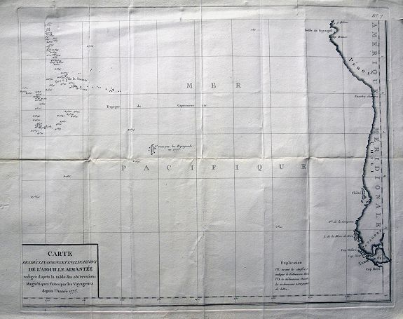 BUFFON, G., Carte des déclinaisons et inclinaisons de l'aiguille aimantée...1775, antique map, old maps