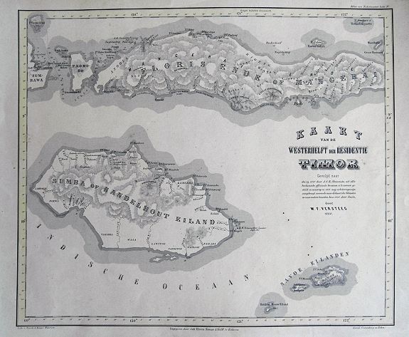 VERSTEEG, W. F., Kaart van de westerhelft der Residentie Timor., antique map, old maps