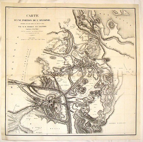 FERRET, M., Carte D'Une Portion de L'Abyssinie, antique map, old maps