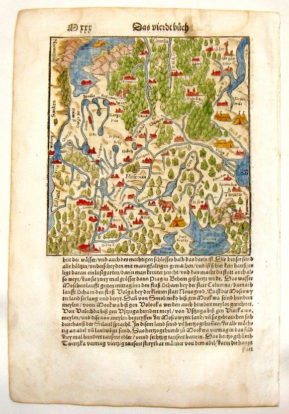 MUNSTER, S., Moscovia., antique map, old maps