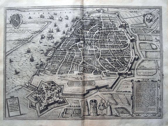 BRAUN, G. & HOGENBERG, F., Anverpia., antique map, old maps