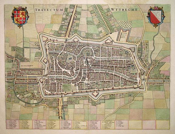 BLAEU, J., Traiectum - Wttrecht., antique map, old maps