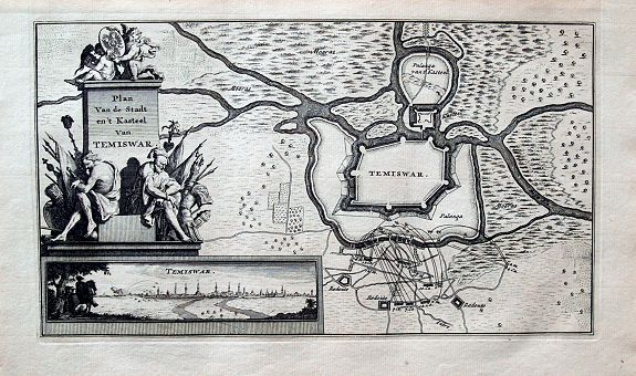 LA FEUILLE, D., Plan Van de Stadt en't Kasteel Van TEMISWAR., antique map, old maps