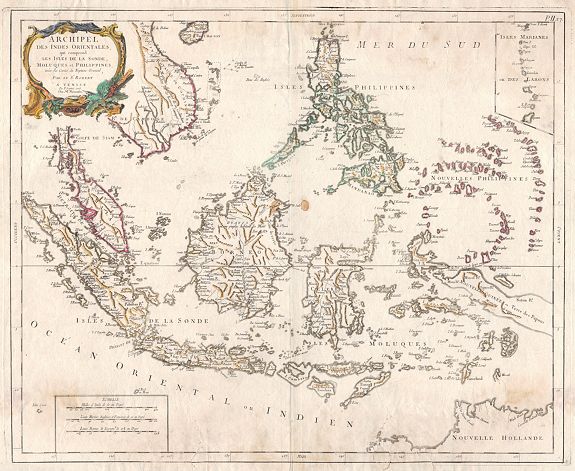 SANTINI, P. / REMONDINI, M., Archipel des Indes Orientales, qui comprend les Isles de la Sonde, Moluques et Philippines, tirées des cartes du Neptune Oriental ..., antique map, old maps