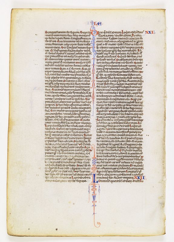 BIBLE., Leaf from a 13th. century pocketbible, on vellum., antique map, old maps