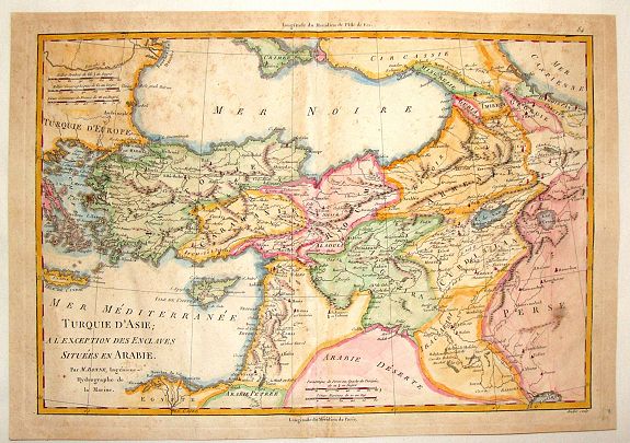BONNE, R., Turquie D'Asie a L'Exception de Enclaves Situees en Arabie., antique map, old maps