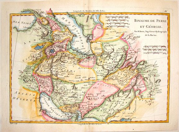 BONNE, R., Royaume de Perse et Georgie., antique map, old maps