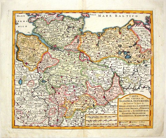 ALBRIZZI, G. B., Carta del Circulo di Sassonia Inferiore., antique map, old maps