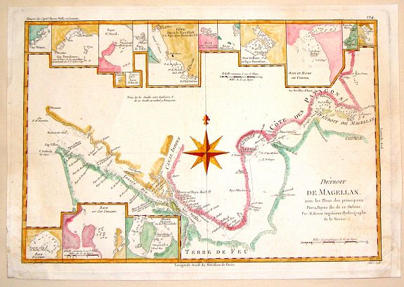 BONNE, R., Detroit de Magellan., antique map, old maps