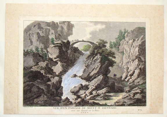 CHATALET, C., Vue D'un Passage du Mont St. Gothard avec Ine Cascade Sur la Russ. A.P.D.R., antique map, old maps