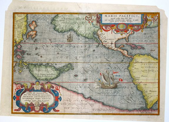ORTELIUS, A., Maris Pacifici., antique map, old maps