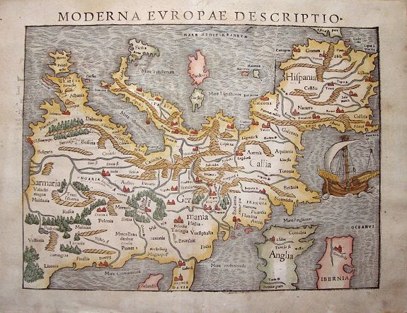 MÜNSTER, S., Moderna Evropa descriptio., antique map, old maps