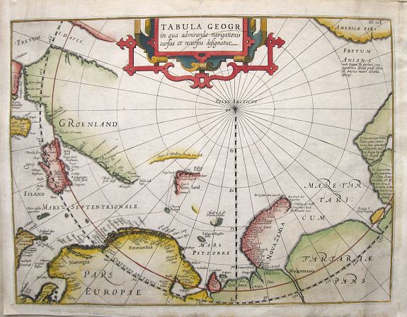 HONDIUS, J., Tabula Geogr. in qua admirandae navigationis cursus et recursus designatur., antique map, old maps