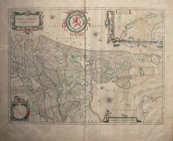 BLAEU, W., Hollandia Comitatus., antique map, old maps