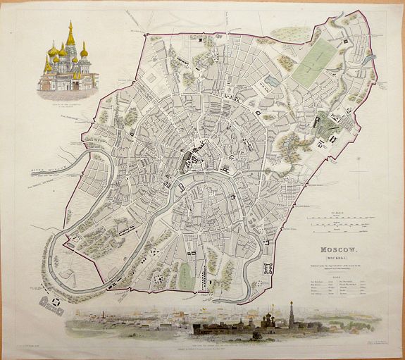 CLARKE, W. B., Moscow MOCKBƃI W. B. Clarke for S.D.U.K.– General Atlas...of The Society for the Diffusion of Useful Knowledge., antique map, old maps
