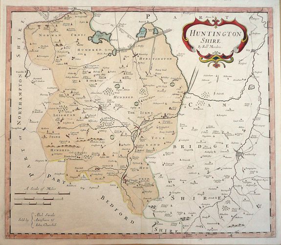 MORDEN, Robert, HUNTINGDONSHIRE., antique map, old maps