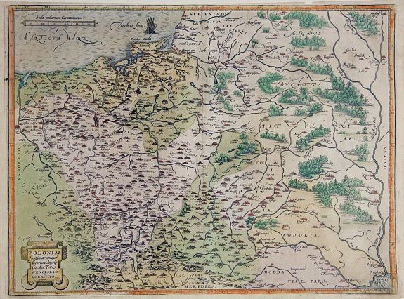 ORTELIUS, A., Poloniae finitimarumque locorum descriptio. Auctore Wenceslao Godreccio Polono., antique map, old maps