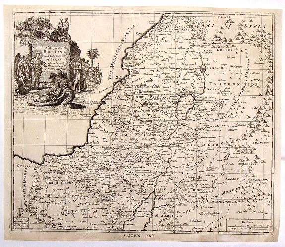 WARE, R., A Map of the Holy Land Divided Into the XII Tribes of Israel., antique map, old maps