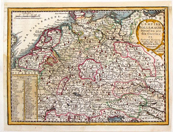 CHIQUET, J., L'Empire d'Allemagne Divise en ses Dix Cercles., antique map, old maps