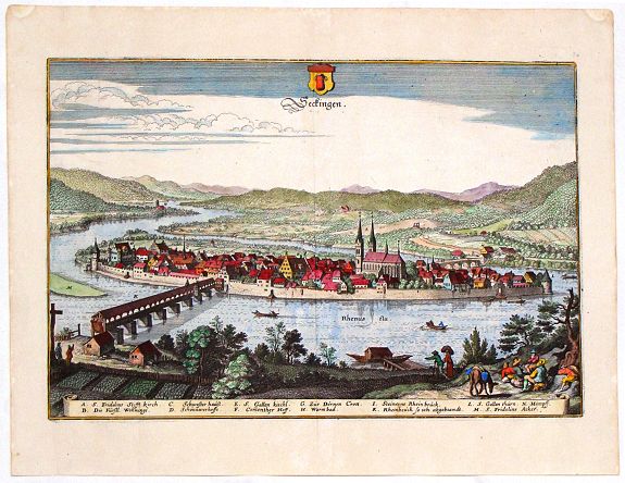 MERIAN, M., Secfingen., antique map, old maps