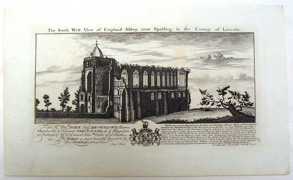 BUCK, S. & N., The South East View of Croyland Abbey Near Spalding, in the County of Lincoln., antique map, old maps