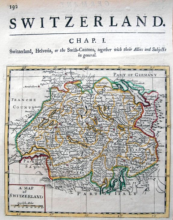 MOLL, H., A map of Switzerland., antique map, old maps
