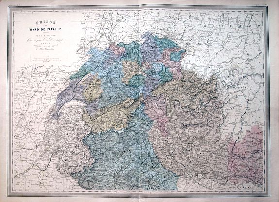 DUFOUR, A. H., Suisse et Nord de l'Italie., antique map, old maps
