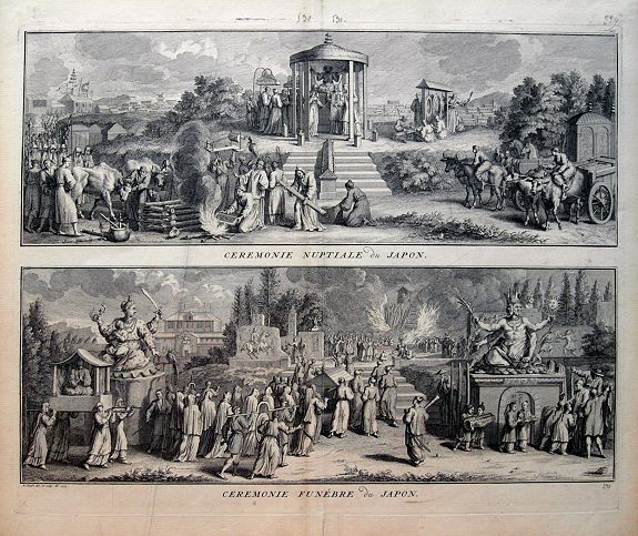 PICARD, B., Ceremonie Nuptiale du Japon / Ceremonie Funebre du Japon., antique map, old maps