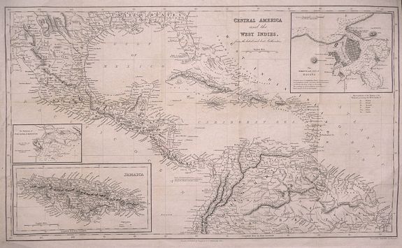 HALL, Sidney, Central America and the West Indies from the latest and best authorities., antique map, old maps