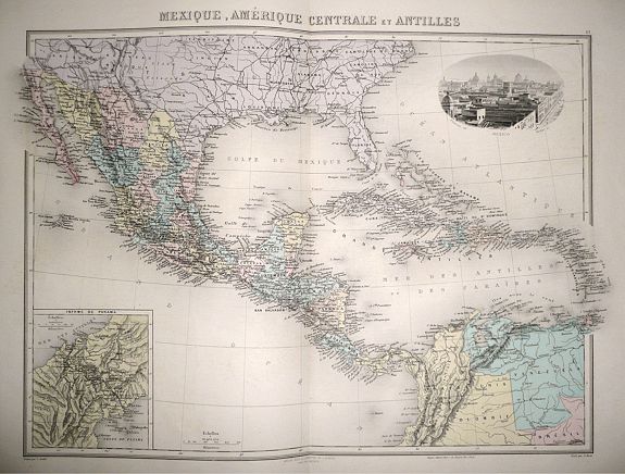 MIGEON, J., Mexique,Amerique Centrale et Antilles., antique map, old maps
