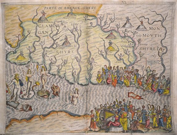 DRAYTON, Michael, Poly-Olbion Glamorgan, Monmouthshire, Brecknockshire, Somerset. And the Severn Estuary., antique map, old maps