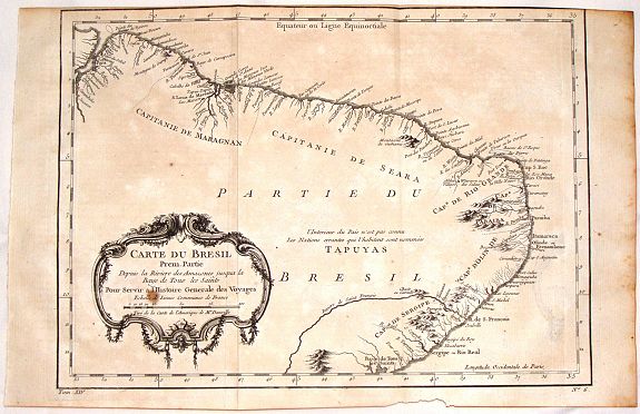 BELLIN, J., Carte du Bresil, Prem. Partie., antique map, old maps