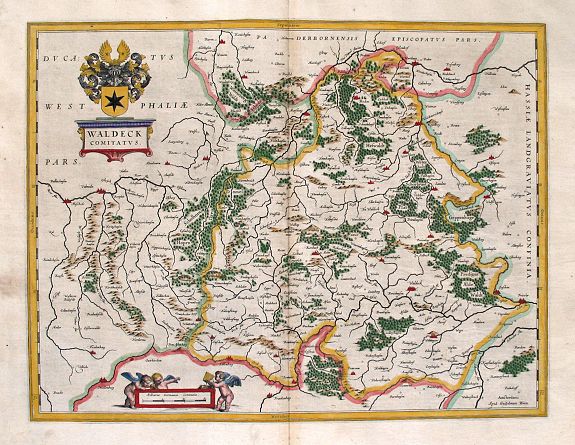 BLAEU, Willem Jansz., Waldeck Comitatus., antique map, old maps