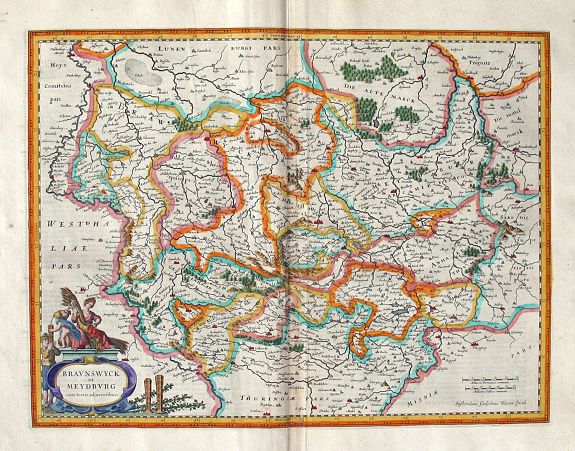 BLAEU, Willem Jansz., BRAUNSWYCK et MEYDBURG cum terris adjacentibus. , antique map, old maps