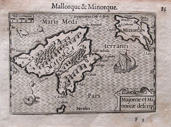 LANGENES, B., Majorcae et Minorcae descrip., antique map, old maps
