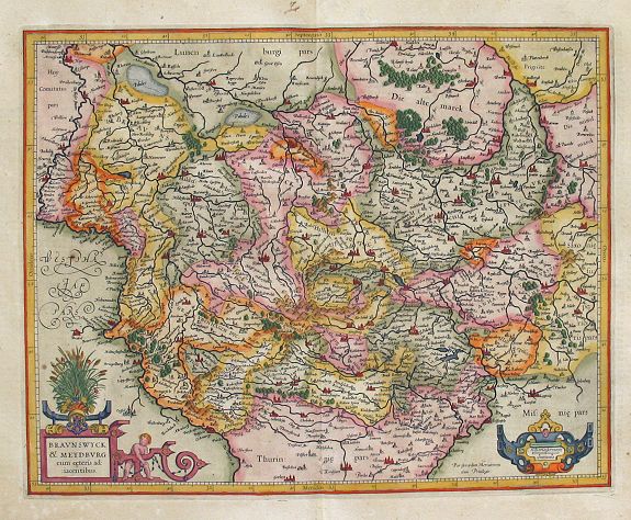 MERCATOR, Gerard, Braunschweig and Magdeburg: Braunswyck & Meydburg. . ., antique map, old maps
