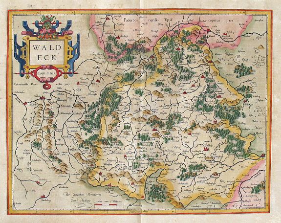 MERCATOR, Gerard, Waldeck: Waldeck Comitatus. . ., antique map, old maps